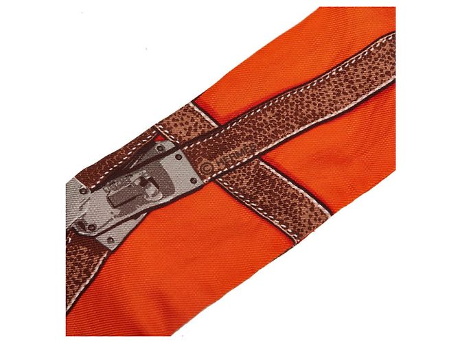 Hermes Hermès Twilly Kelly Belt Scarf Brown Orange - view 3
