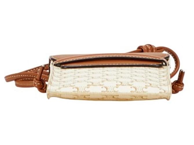Céline Borsa a tracolla Celine Triomphe con custodia per telefono Marrone Bianco - vista 3