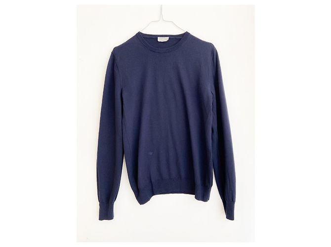 Dior Navy Blue Wool Pullover with Bee Embroidery - view 2