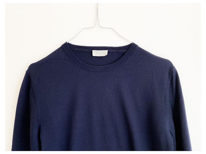Dior Navy Blue Wool Pullover with Bee Embroidery - view 3