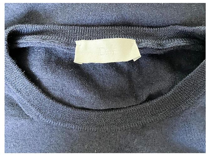Dior Navy Blue Wool Pullover with Bee Embroidery - view 5
