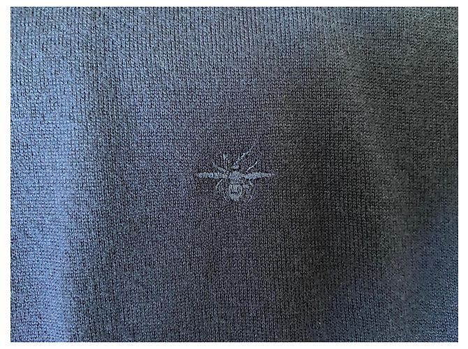 Dior Navy Blue Wool Pullover with Bee Embroidery - view 6