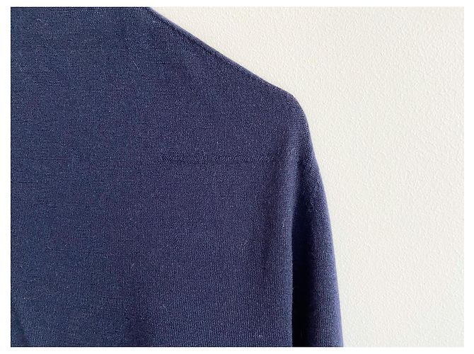 Dior Navy Blue Wool Pullover with Bee Embroidery - view 8