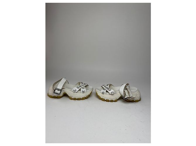 Sandali in pelle Miu Miu vintage / Sneakers bianchi 37 Bianco - vista 2