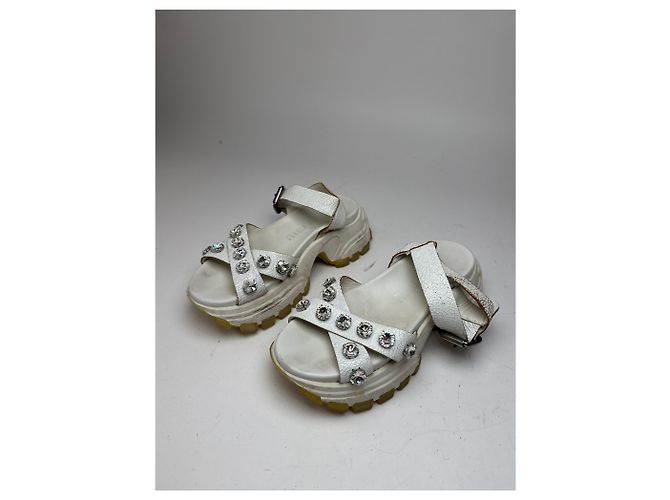 Sandali in pelle Miu Miu vintage / Sneakers bianchi 37 Bianco - vista 3