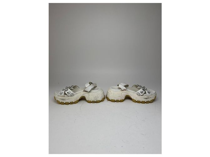 Sandali in pelle Miu Miu vintage / Sneakers bianchi 37 Bianco - vista 4