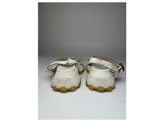 Sandali in pelle Miu Miu vintage / Sneakers bianchi 37 Bianco - vista 5