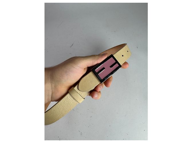 Vintage Fendi Ledergürtel beige - Ansicht 2