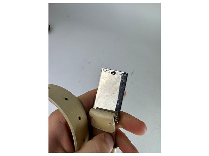 Vintage Fendi Ledergürtel beige - Ansicht 3
