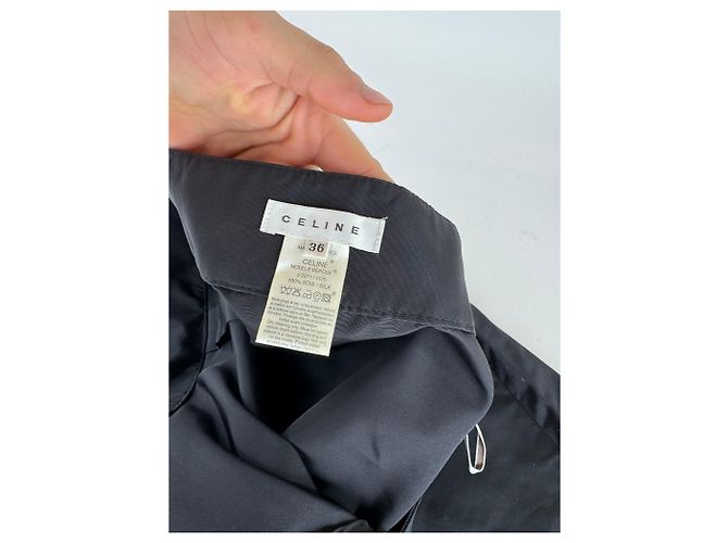 Céline Gonna in seta vintage Celine Paris nera 36/S Nero - vista 12