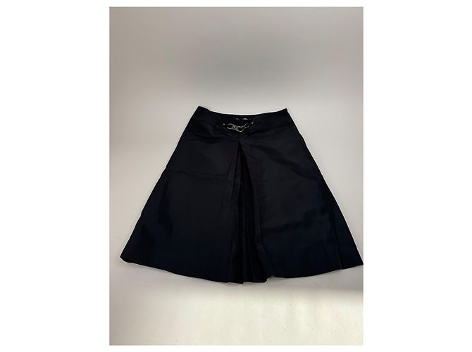 Céline Gonna in seta vintage Celine Paris nera 36/S Nero - vista 14