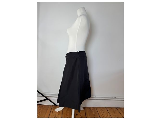 Céline Gonna in seta vintage Celine Paris nera 36/S Nero - vista 2