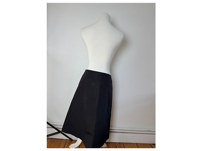 Céline Gonna in seta vintage Celine Paris nera 36/S Nero - vista 3