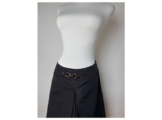 Céline Gonna in seta vintage Celine Paris nera 36/S Nero - vista 4
