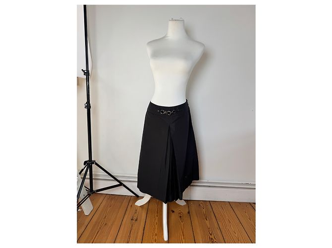 Céline Gonna in seta vintage Celine Paris nera 36/S Nero - vista 8
