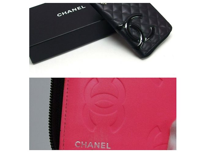 Cartera Larga Línea Cambon de Chanel Negro Rosa - vista 3