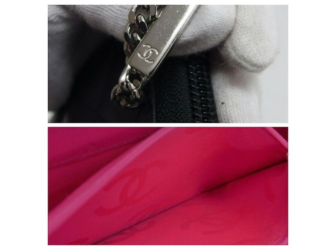 Cartera Larga Línea Cambon de Chanel Negro Rosa - vista 8