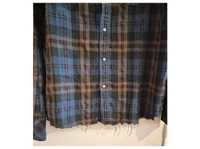 Camicia a quadri da uomo Diesel blu e marrone taglia M 38 - vista 4