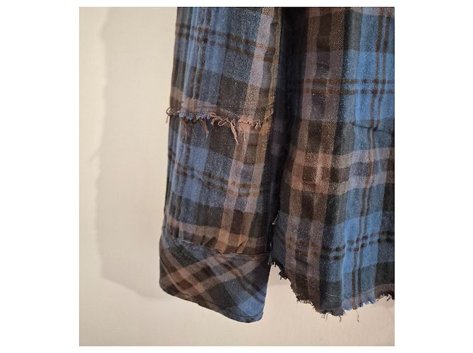 Camicia a quadri da uomo Diesel blu e marrone taglia M 38 - vista 5
