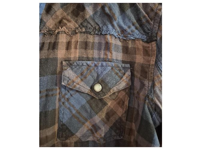 Camicia a quadri da uomo Diesel blu e marrone taglia M 38 - vista 6