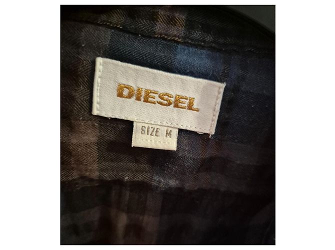 Camicia a quadri da uomo Diesel blu e marrone taglia M 38 - vista 7