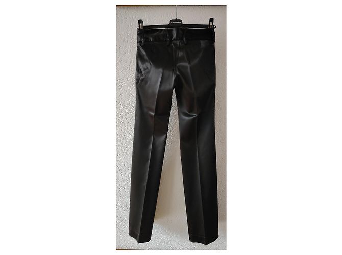 DOLCE & GABBANA STRETCH-SATIN-HOSEN. Schwarz - Ansicht 3