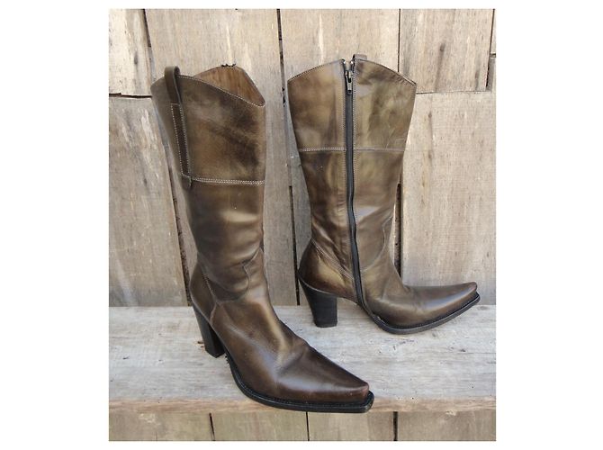 Botas Sartore de cuero marrón Castaño - vista 2