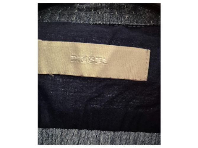 Camicia Diesel uomo taglia S 36 blu a pois bianchi maniche lunghe 100% cotone - vista 2