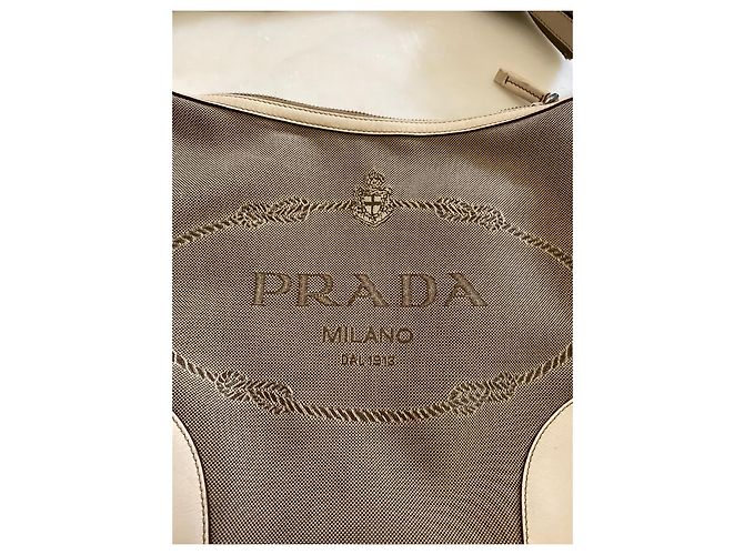 Prada Jacquard Handtasche in Eggshell aus Stoff Aus weiß - Ansicht 3