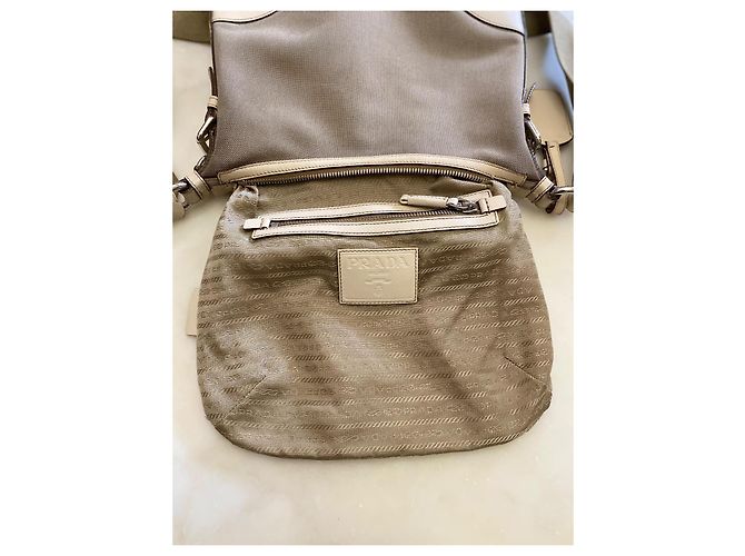 Prada Jacquard Handtasche in Eggshell aus Stoff Aus weiß - Ansicht 4