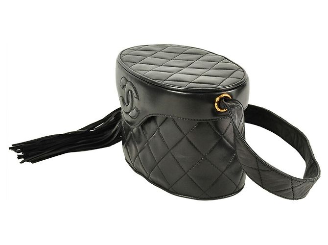 Borsa a Spalla Chanel Coco Mark Matelassé con Frange Nero - Ansicht 2