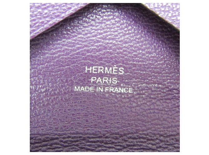 Tarjetero Calvi Duo de cuero de cabra Hermès en púrpura - vista 10