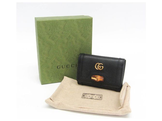 Billetera Compacta Gucci Bamboo Diana Negro - vista 2