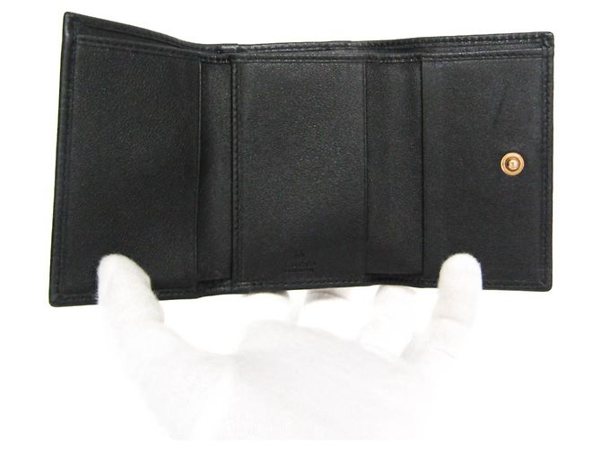 Billetera Compacta Gucci Bamboo Diana Negro - vista 4