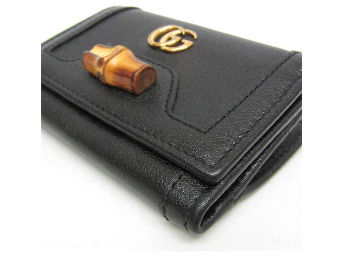 Billetera Compacta Gucci Bamboo Diana Negro - vista 5