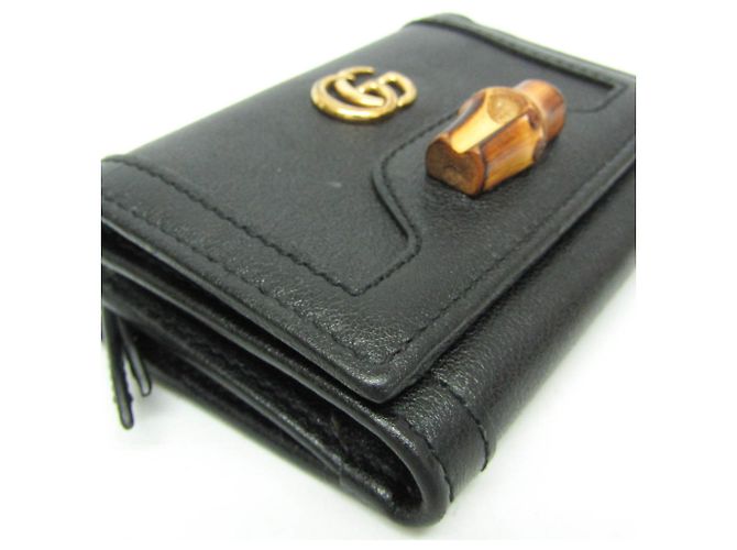 Billetera Compacta Gucci Bamboo Diana Negro - vista 6