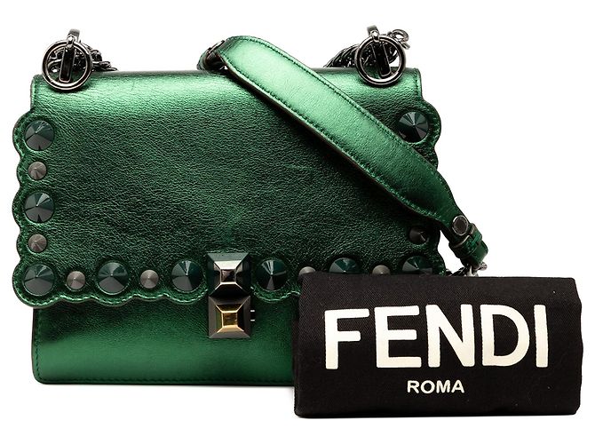 Fendi Verde Piccola Borsa in Pelle Kan I con Bordo - vista 8