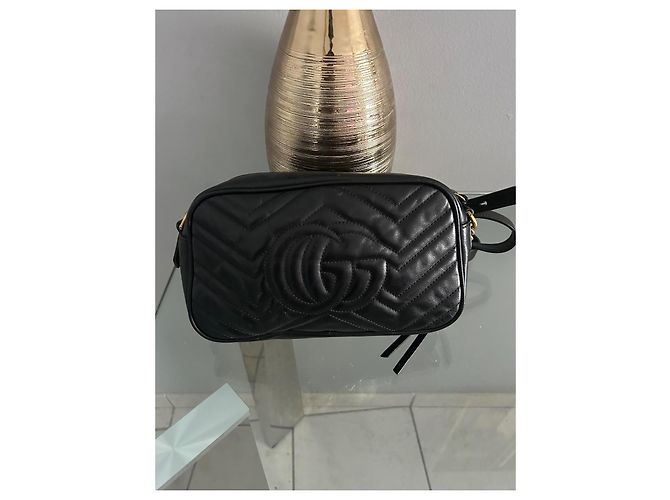 Borsa a spalla Gucci Marmont in pelle nera Nero - vista 5