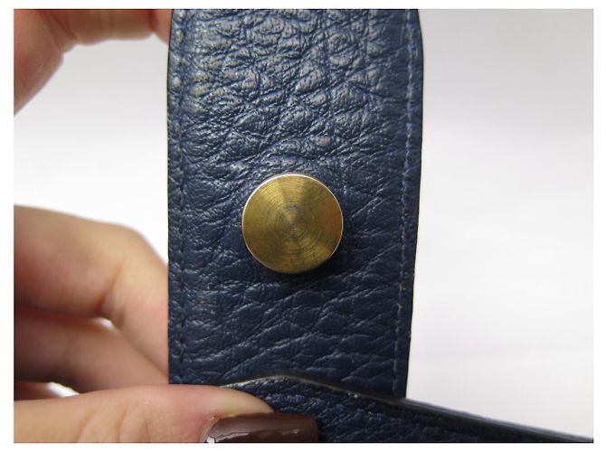 BOLSA LANCEL CHARLIE MM A06838 ALÇA DE COURO AZUL MARINHO - vista 11