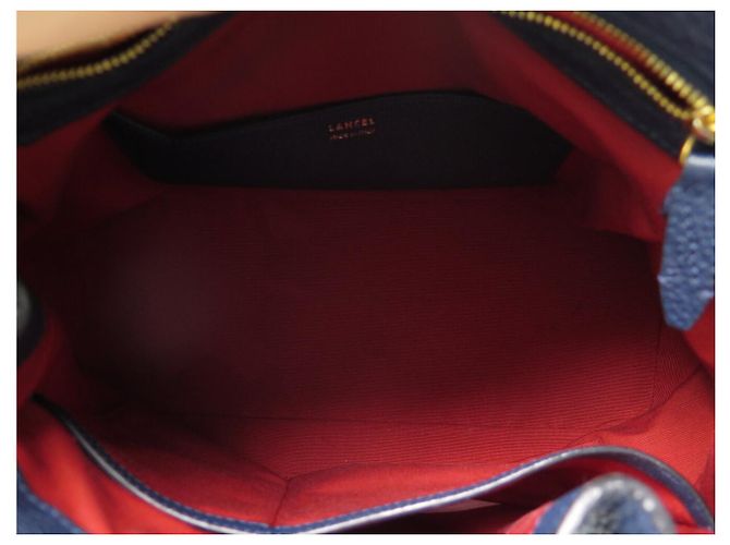 BOLSA LANCEL CHARLIE MM A06838 ALÇA DE COURO AZUL MARINHO - vista 12