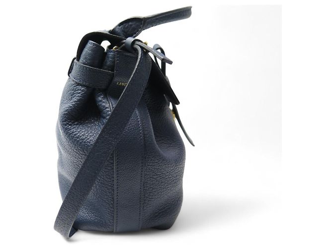 BOLSA LANCEL CHARLIE MM A06838 ALÇA DE COURO AZUL MARINHO - vista 4