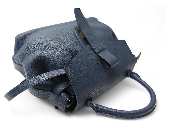 BOLSA LANCEL CHARLIE MM A06838 ALÇA DE COURO AZUL MARINHO - vista 6