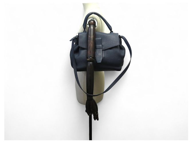 BOLSA LANCEL CHARLIE MM A06838 ALÇA DE COURO AZUL MARINHO - vista 8