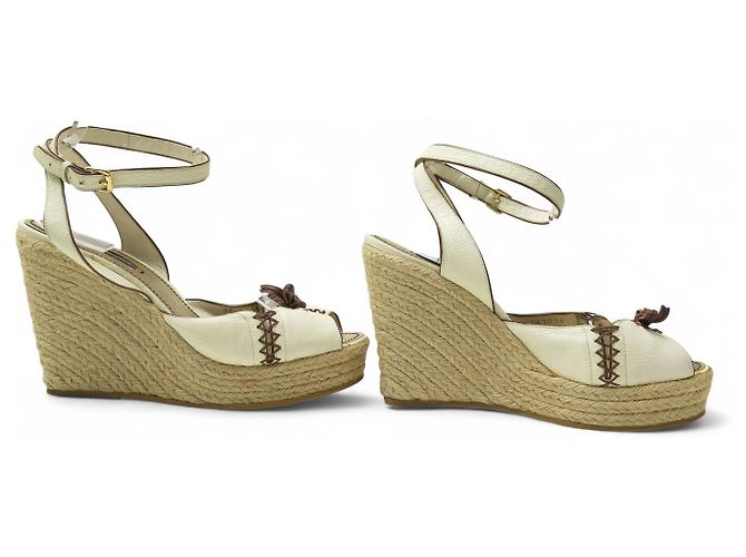 SCARPE LOUIS VUITTON SANDALI 39 PIATTAFORME HORIZON CON TACCHI A CUNEA Crudo - vista 3