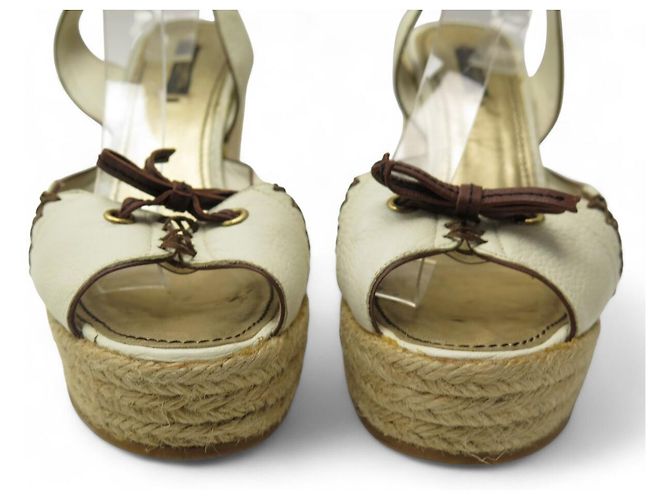 SCARPE LOUIS VUITTON SANDALI 39 PIATTAFORME HORIZON CON TACCHI A CUNEA Crudo - vista 4