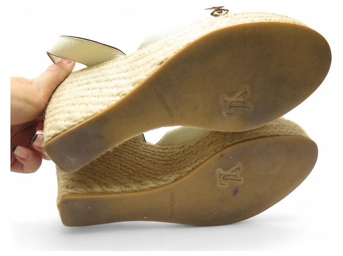 SCARPE LOUIS VUITTON SANDALI 39 PIATTAFORME HORIZON CON TACCHI A CUNEA Crudo - vista 6