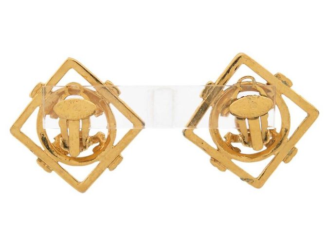 Chanel ORECCHINI VINTAGE LOGO CC DIAMANTE CASTELLANE 1990 D'oro - vista 2