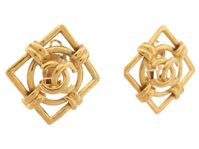 Chanel ORECCHINI VINTAGE LOGO CC DIAMANTE CASTELLANE 1990 D'oro - vista 3