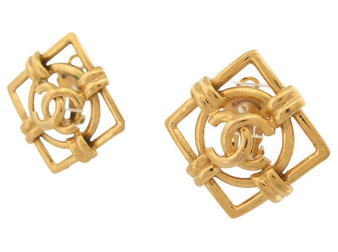 Chanel ORECCHINI VINTAGE LOGO CC DIAMANTE CASTELLANE 1990 D'oro - vista 4