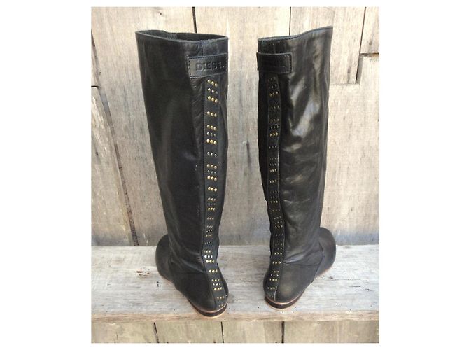 Botas Diesel de cuero negro con tachuelas - vista 4